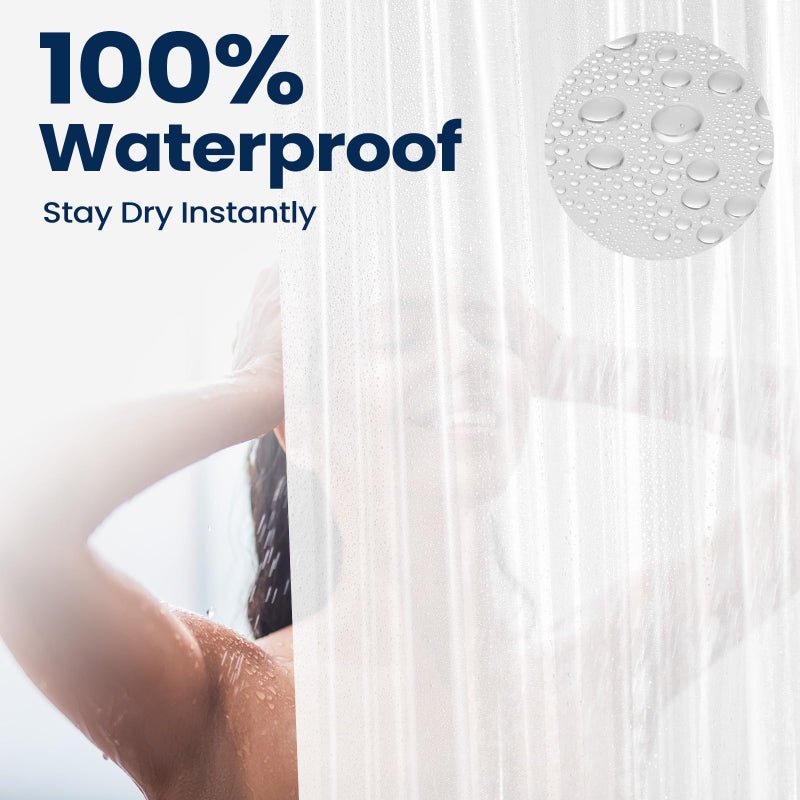 downluxe Set of 2 Frosted Shower Curtain Liner, PEVA Lightweight Plastic Shower Liner with 3 Magnets, 72" x 72" Waterproof Bathroom Curtain - Image 4